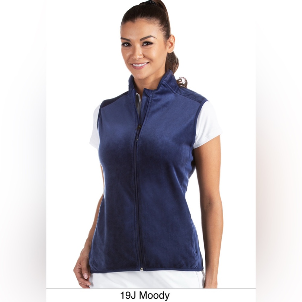 Antigua Ultimate Vest Women’s Moody Blue Velour Zip Vest NWT, multiple sizes